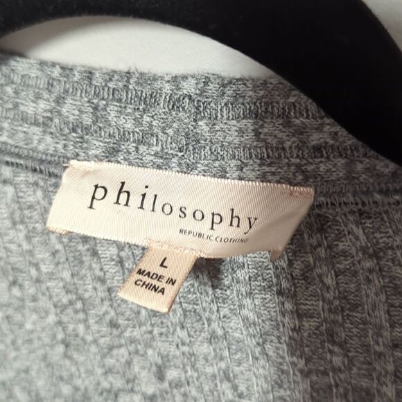 Philosophy Gray Ribbed Open Front Cardigan - Picture 3 of 7